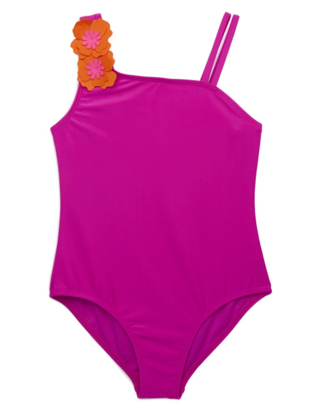 Wonder Nation Girls Floral Applique One-Piece Swimsuit with UPF 50, Sz Large